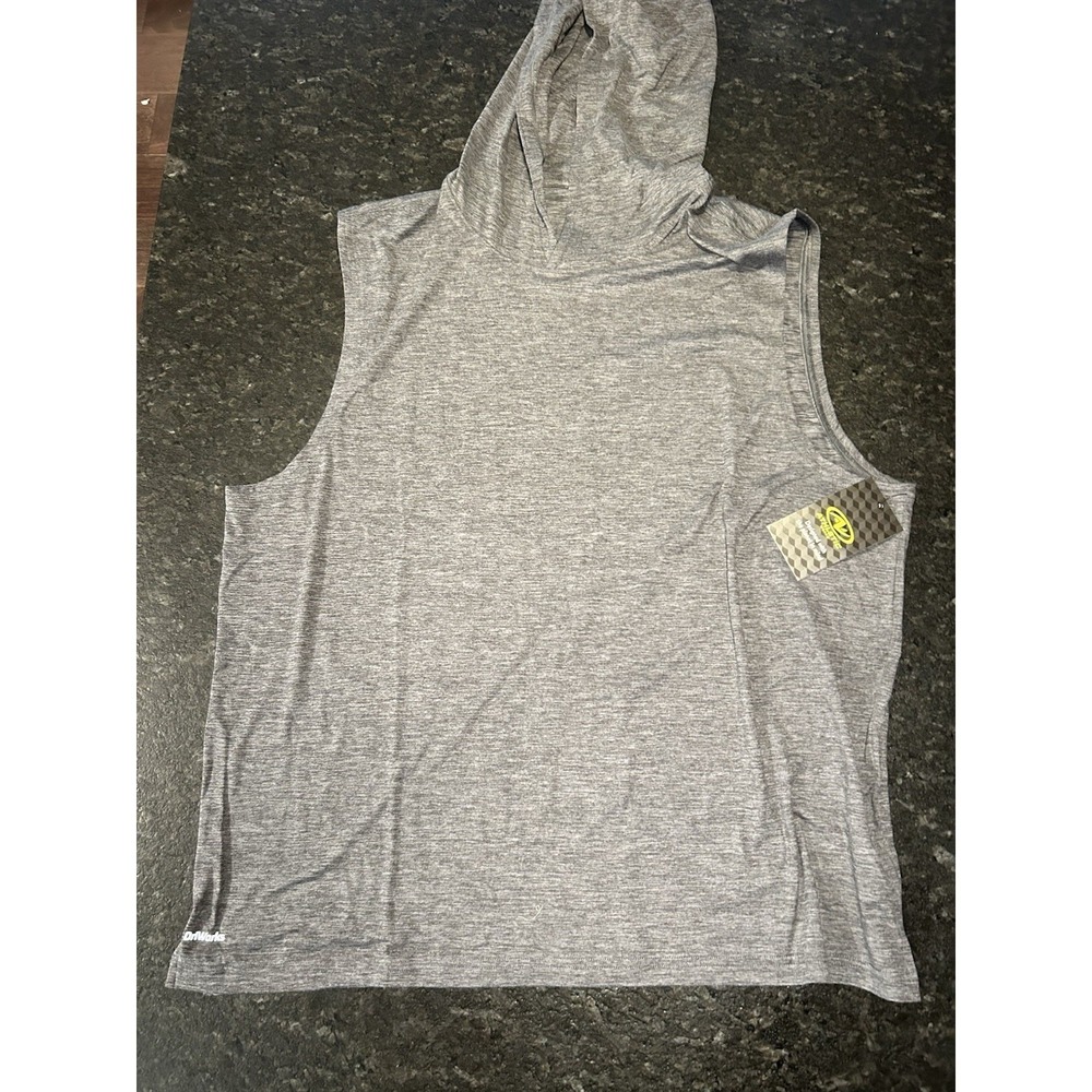 Athletic Works Men's XL Sleeveless Workout Hoodie Charcoal Gray NWT